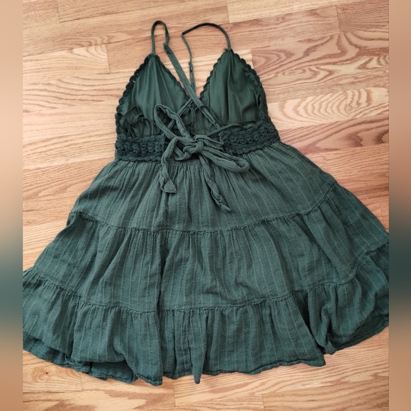 Aerie Green Dress Cotton Blend Small - Picture 2 of 8